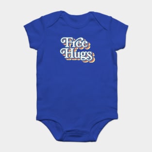 Free Hugs - 70s Styled Typography Apparel Baby Bodysuit